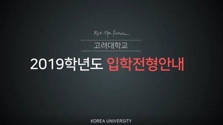 2019학년도 고려대학교 입학전형(전체)