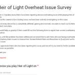 Heir of Light Overheat Issue Survey