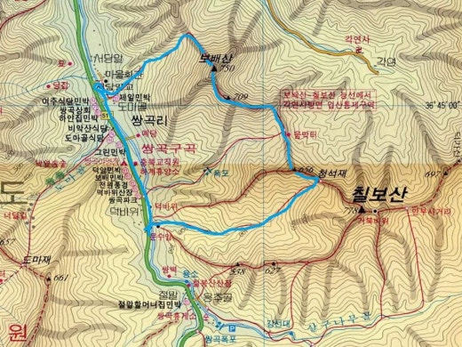 칠보산 등산 지도