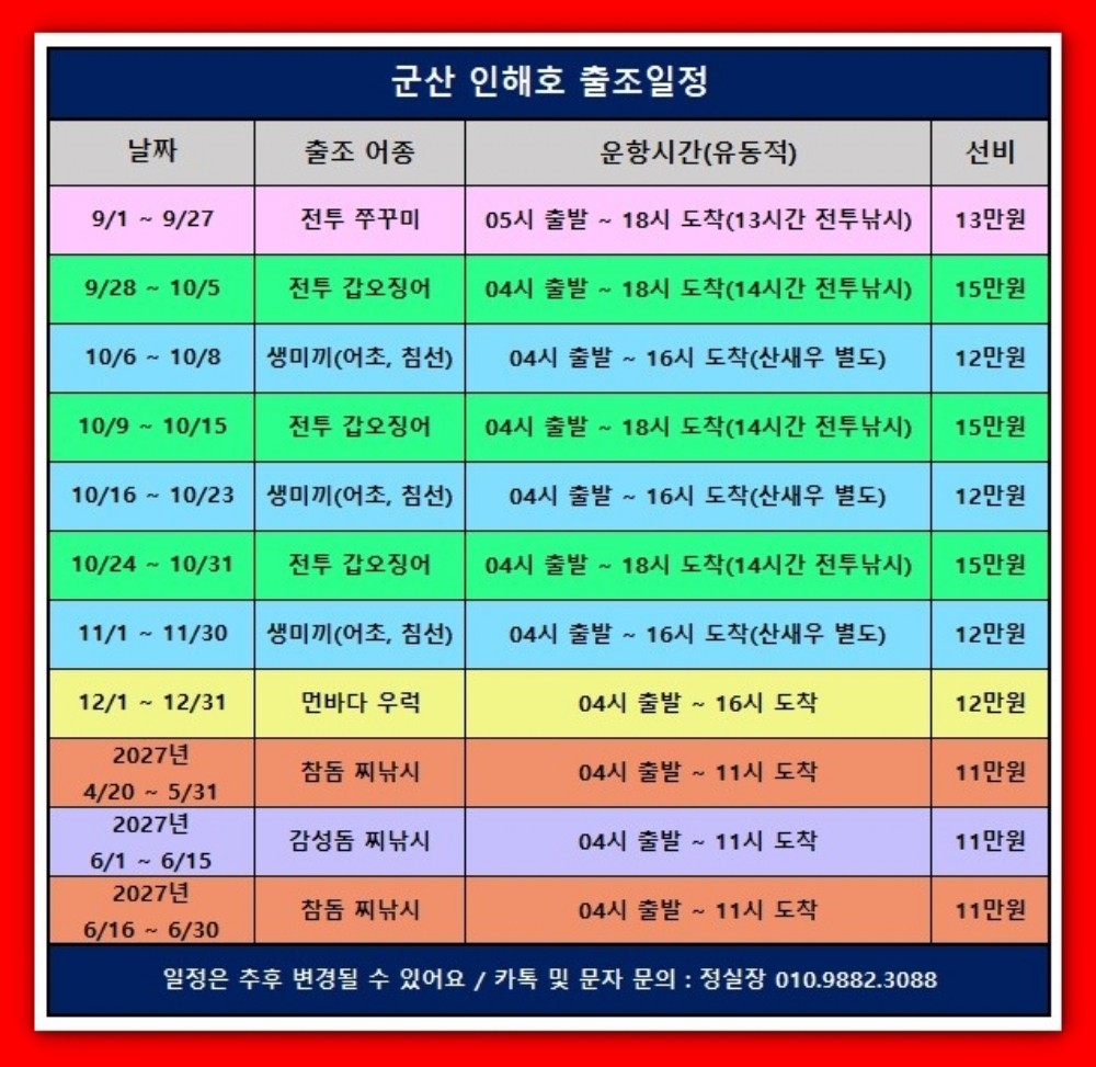 9월 5일 군산 주꾸미 선상낚시 조황 현장 사진 25