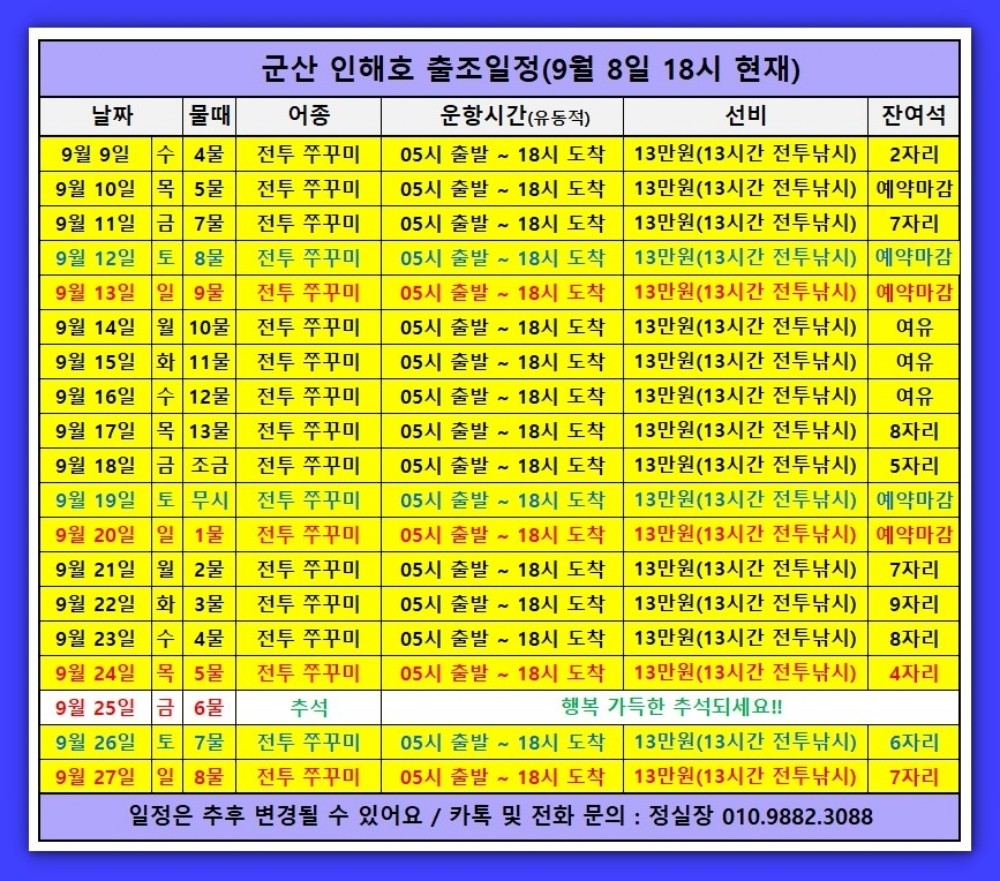 9월 8일 군산 주꾸미 선상낚시 조황 현장 사진 25