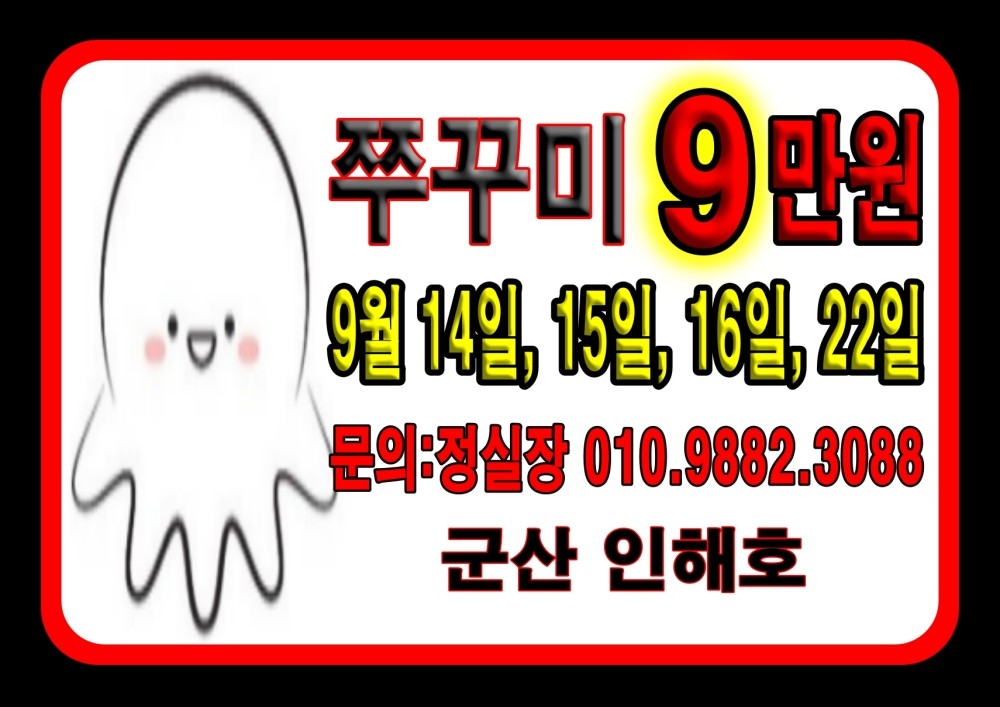 9월 13일 군산 갑오징어 선상낚시 조황 현장 사진 26